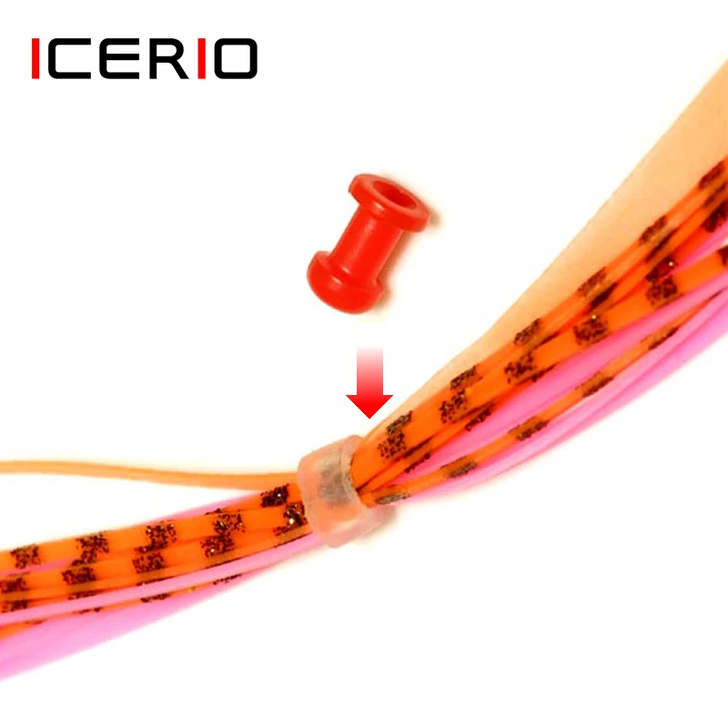 ICERIO-piezas de deslizamiento de pesca de agua salada, faldones de silicona y amarre de goma, piezas fijas, accesorios de señuelo, 20/50 Uds.
