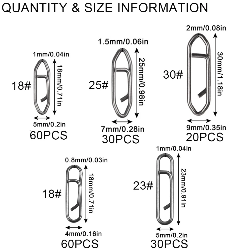 200 Uds Clips de potencia broches de pesca rápidos aparejos conector de pesca Clips de velocidad 26LB-121LB accesorios de pesca con señuelo de cambio rápido - imagen 2