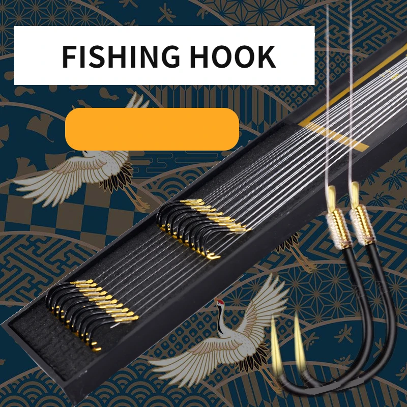 Juego de anzuelos de pesca sin púas, sedal de pesca atado doble, anzuelo de carpa de crisol afilado con subsedal, equipo de pesca - imagen 5