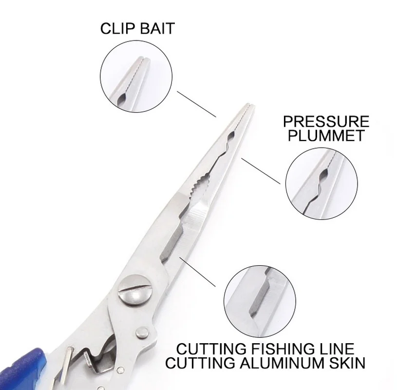 FLYSAND-Alicates de pesca multifunción, tijera de línea trenzada, cortador de señuelos, removedor de anzuelos, etc., herramienta de aparejos de corte de pescado, pinzas de 17CM - imagen 3