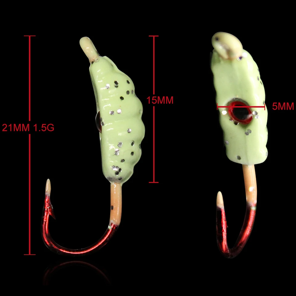 WALK FISH-Mini señuelo de pesca Jigging, cebo de Metal, gusano, cabeza de plomo, 6 piezas, 21MM/1,5G, para invierno