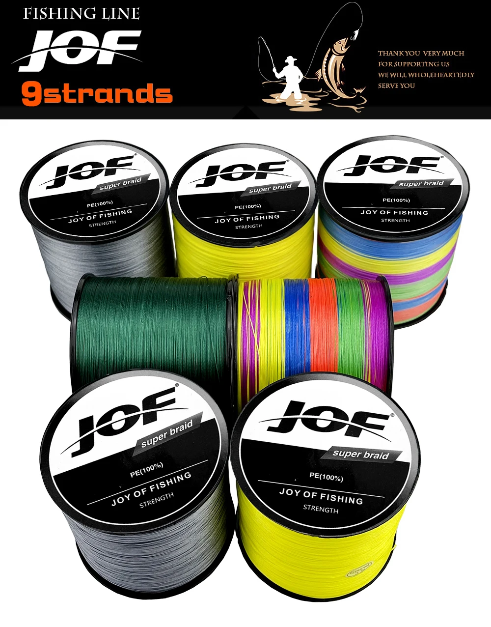 Experimente la alegría de pescar con JOF 9 Strands Super Tracked Fishing Line