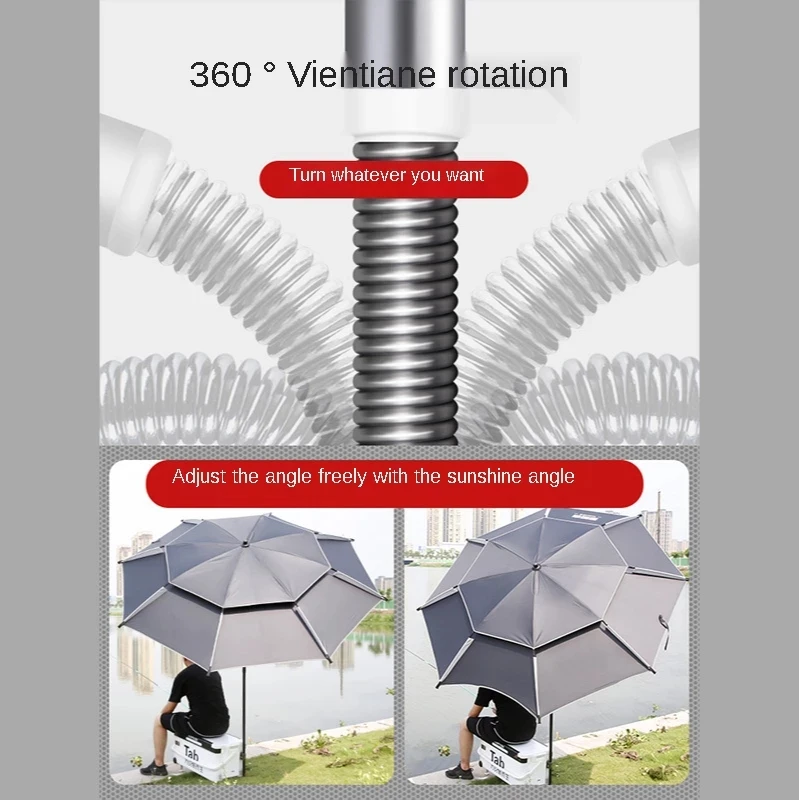 Paraguas de pesca grande y grueso, sombrilla universal de doble capa, anti tormenta, lluvia, anti ultravioleta, plegable - imagen 5