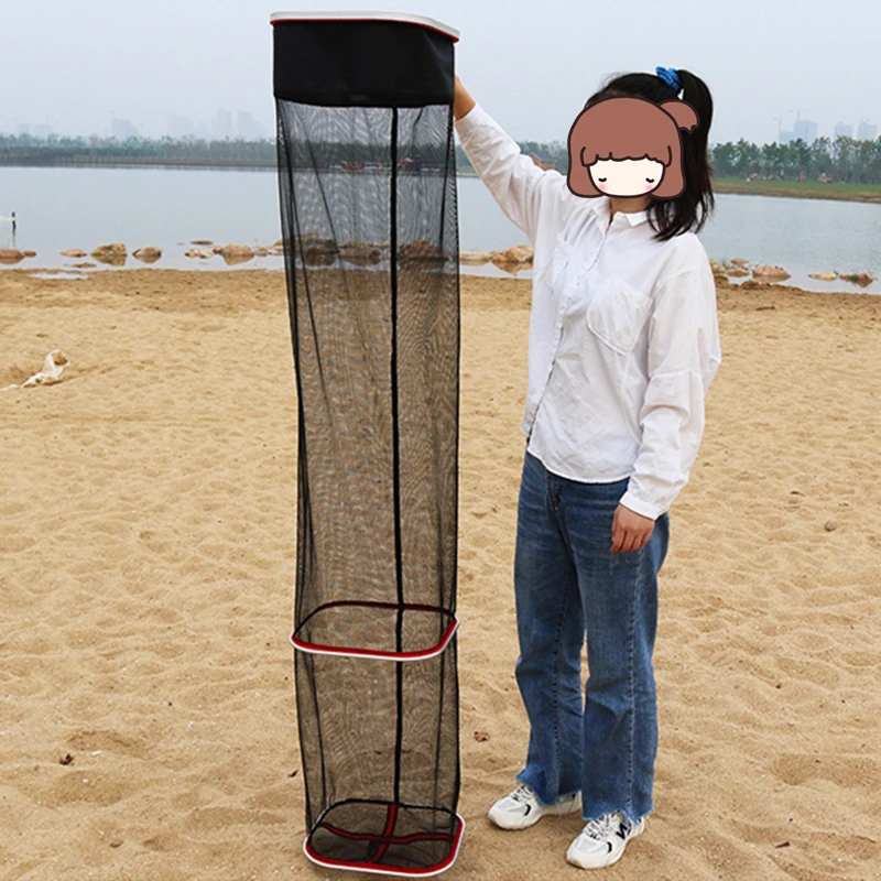 Bolsa de red cuadrada de pesca de protección de secado rápido portátil, Nano bolsa de pescado vivo, agujero pequeño, ojo denso a través de Red plegable - imagen 5