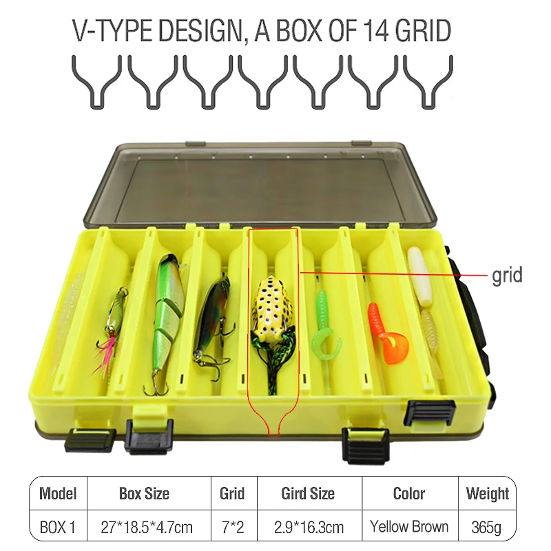Caja de pesca para cebos, cajas de plástico para señuelos de doble cara, lápiz de pesca, caja de almacenamiento de aparejos, diseño de tipo de alta resistencia - imagen 5