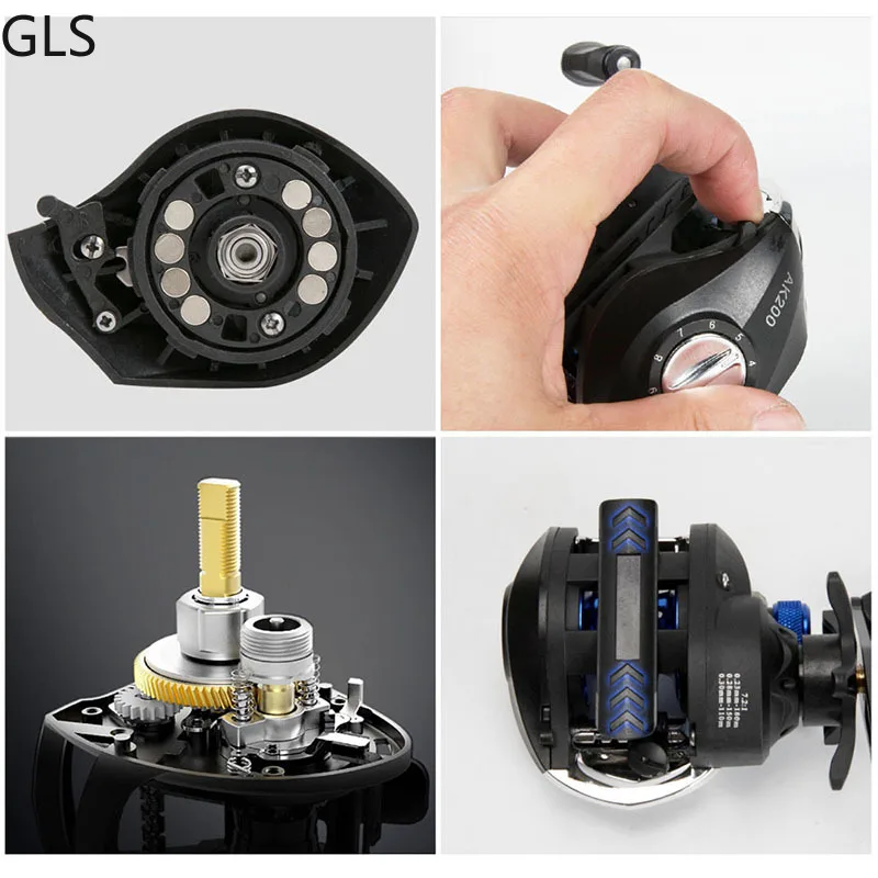 GLS-carrete de pesca Baitcasting, sistema de freno magnético de alta velocidad, accesorios de pesca, potencia de arrastre de 8KG, 7,2: 1 - imagen 3