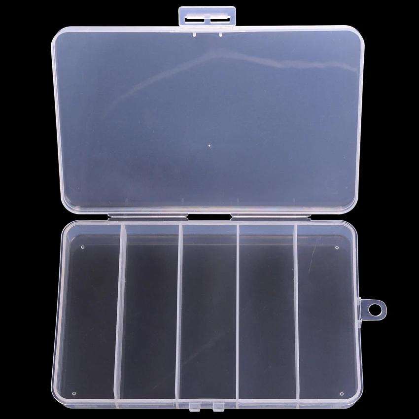 Caja de pesca de 5 compartimentos, accesorios de pesca, caja de herramientas de anzuelo de cebo, almacenamiento de alta calidad, caja de aparejos de pesca transparente - imagen 3