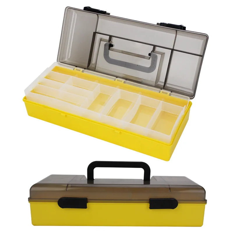 Caja de aparejos de pesca de doble capa de plástico de gran capacidad, anzuelo de cebo para accesorios de peces, caja de almacenamiento de herramientas de pesca de carpa - imagen 3