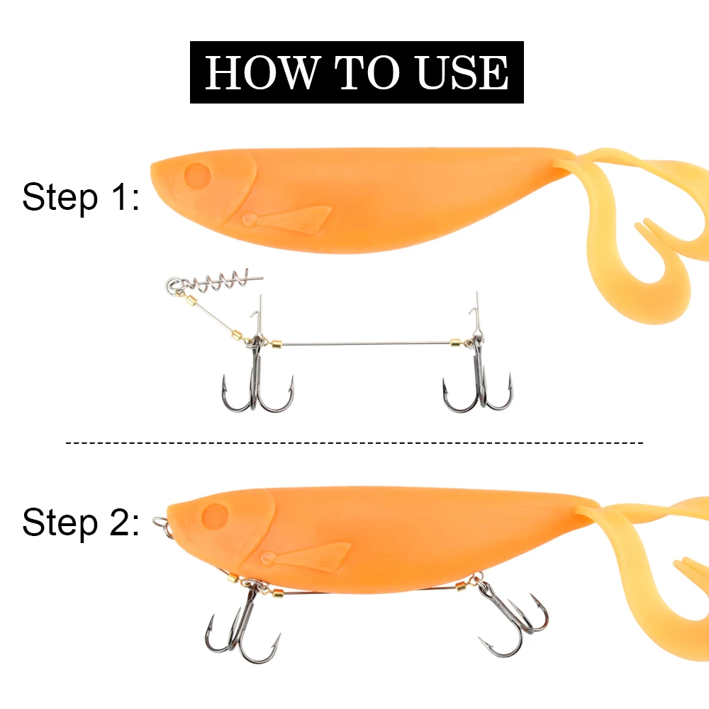 Spinpoler Shad Belly Hook Stinger Rig para anzuelos de pesca dobles Softbait Pike # 6 # 1 # 1/0 Tornillo de corcho Shad Spin Rig Tackle Pesca - imagen 5