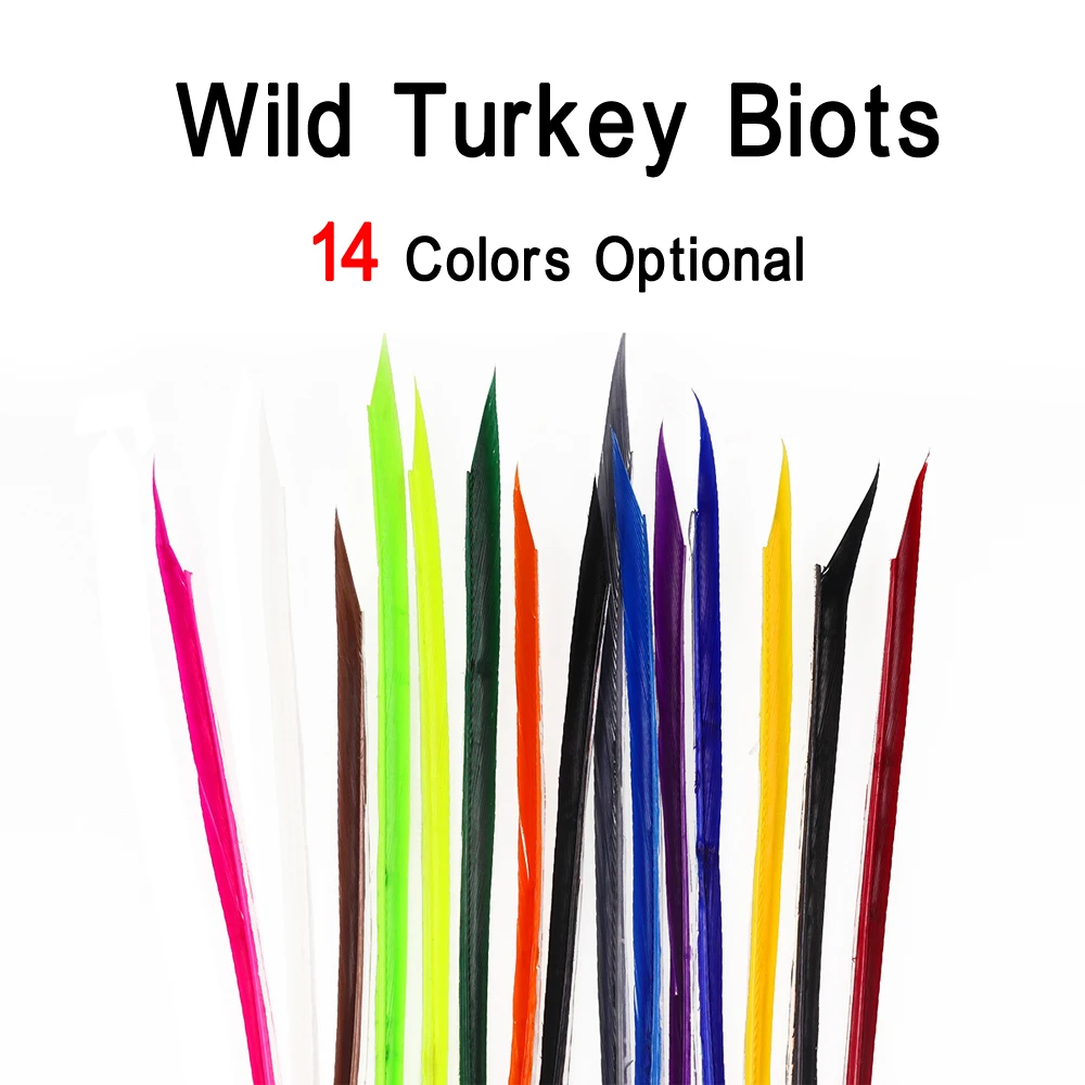 Bimoo-Biots plumas de pavo de 5 piezas, materiales naturales de atado de moscas para alas de Nymph, colas divididas, envoltura corporal, zumbador, mejillas, emergencia - imagen 2