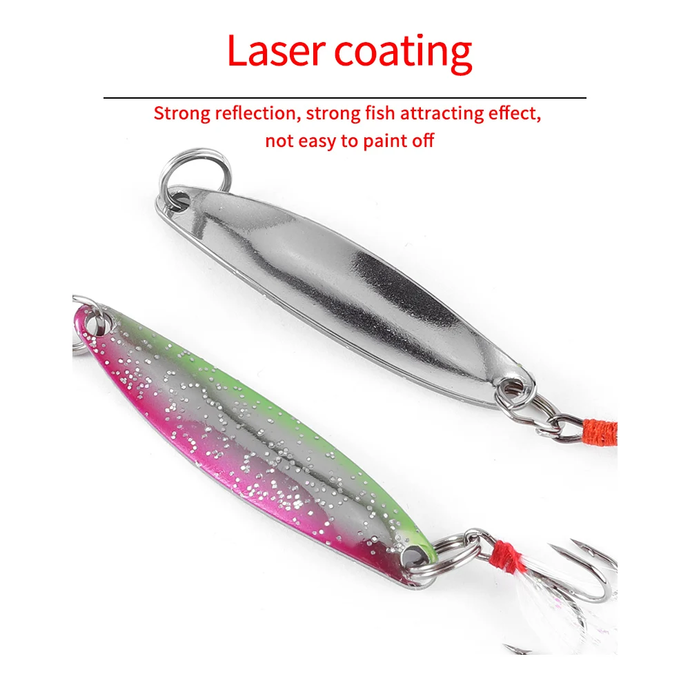 JACKFISH-Señuelos de Pesca giratorios de Metal, cebo Artificial con pluma, gancho triple, trucha, Lucio, aparejos de pesca - imagen 5