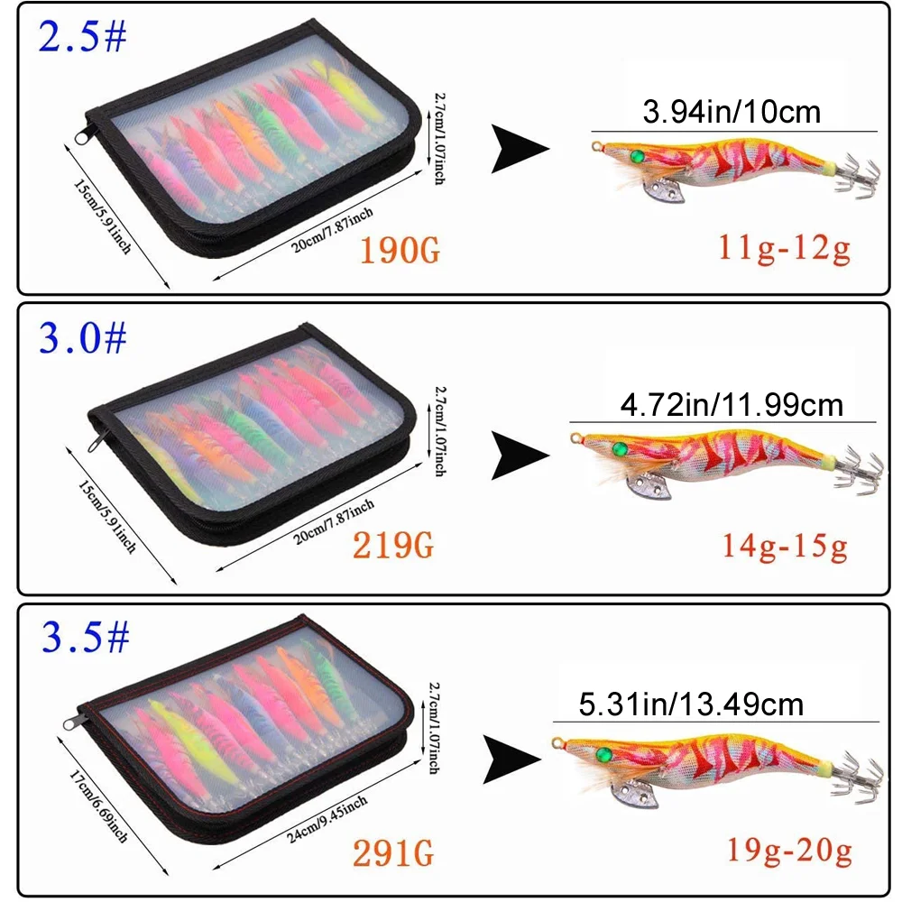 Señuelo duro de madera para pesca de camarones, anzuelo de plomo, calamar, pulpo, sepia, 10 unidades - imagen 3