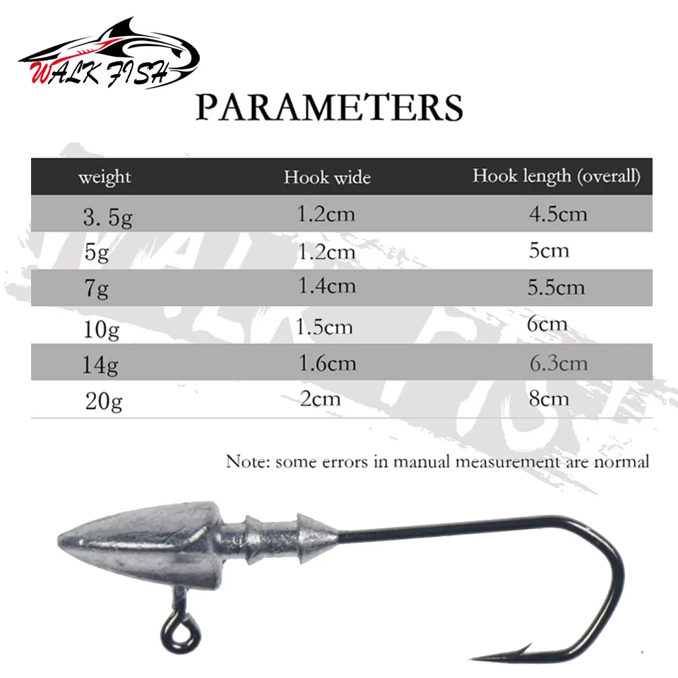 Caminar pescado 5 unids/lote cabeza del triángulo de la ganchos 3,5g 5g 7g 10g 14g 20g tipo de barco gancho de pesca de gusano plantilla señuelos gancho anzuelo con cabeza plomada - imagen 5