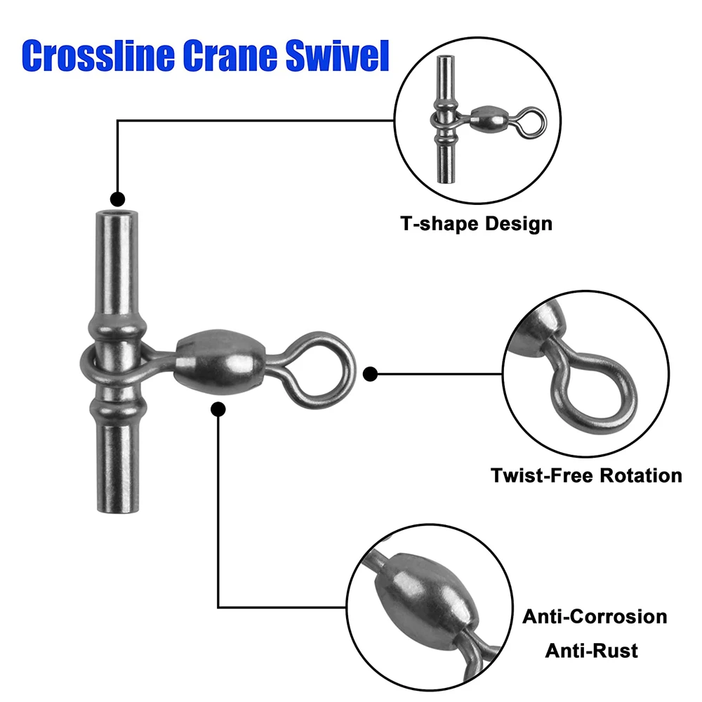 Conector de pesca de latón, accesorio giratorio de 3 vías, aparejos de aparejo de gancho de cuerda para aparejos de pesca, 120 Uds. - imagen 4