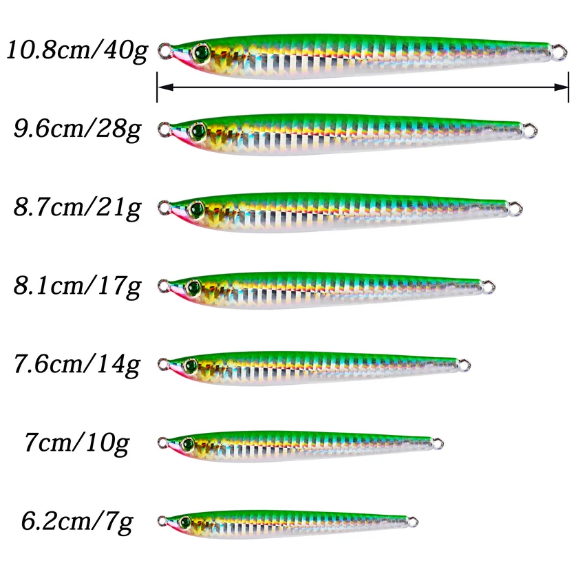 Plantilla de fundición de Metal superfino largo, 7g, 10g, 14g, 17g, 21g, para lanzar orilla, Jigging, señuelo de pesca, aparejos de cebo Artificial, 5 uds. Por lote - imagen 2