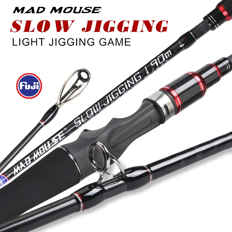 NewJapan-piezas fuji completas MADMOUSE, caña de jigging lenta, 1,9 M, 12kg, peso de señuelo, 60-150g, caña de barco giratoria/fundida, caña de pescar oceánica