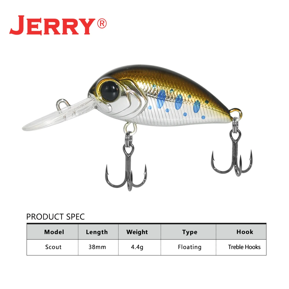 Jerry Scout Ultraligero Flotante Wobbler Buceo Profundo Cebo Artificial 38mm Crackbait Bass Pike Perch Pesca - imagen 4