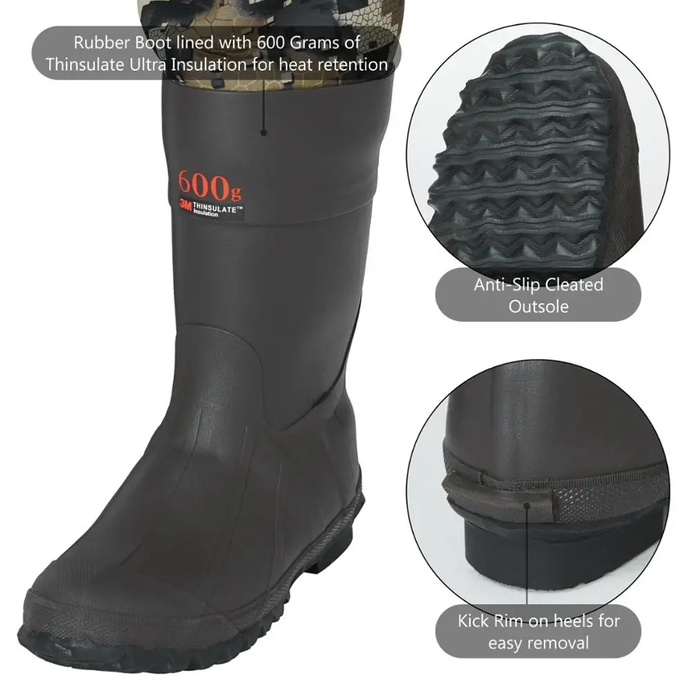 Bassdash-Botas de camuflaje desnudo para hombre, botas de neopreno para pesca y caza, con aislamiento de 600 gramos, en 8 tamaños - imagen 5