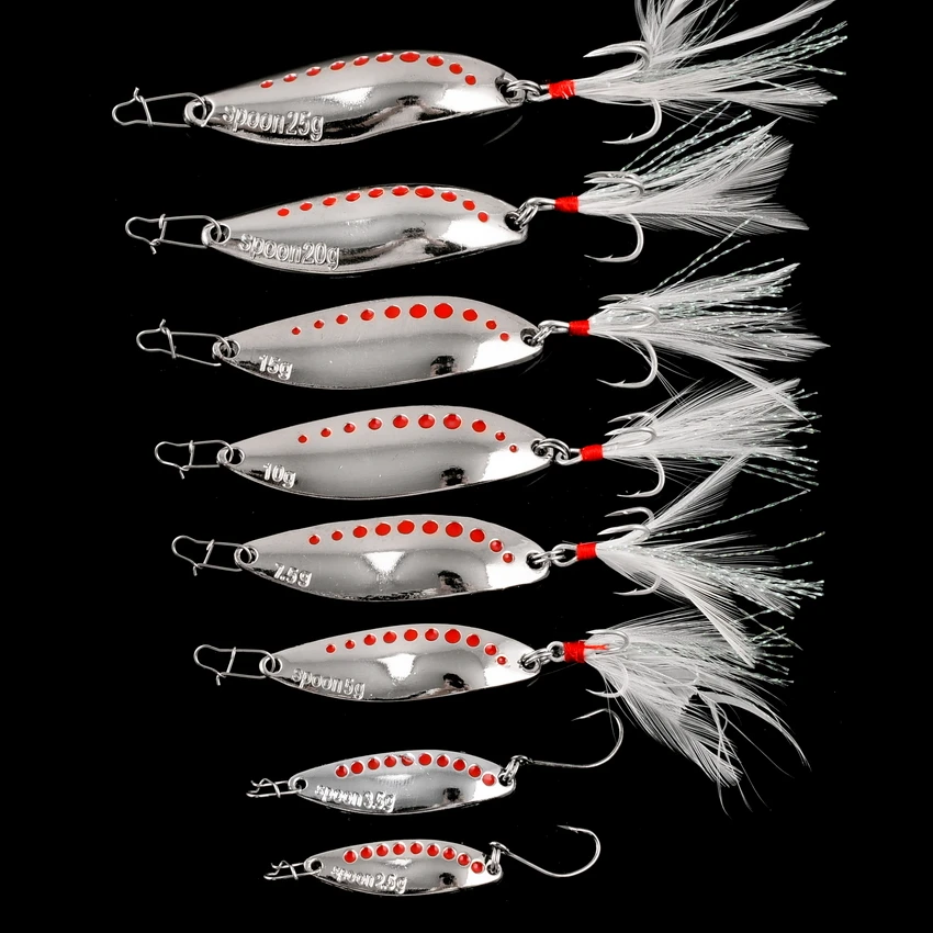 Señuelos de cuchara giratorios de Metal Vib, 2,5g, 3,5g, 5g, 7,5g, 10g, 15g, 20g, 25g, cebo Artificial, aparejos de pesca para lucios - imagen 4