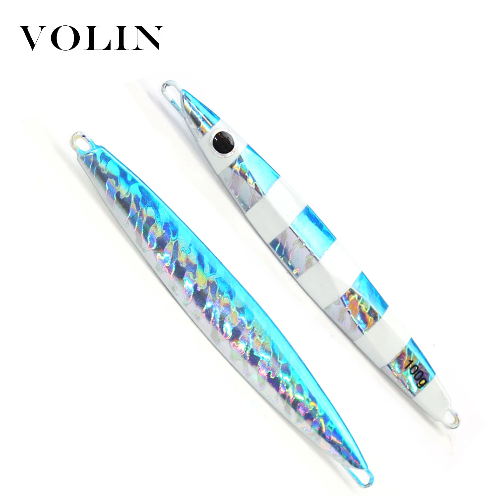 VOLIN llavero lento Jigging de Metal señuelo 1pc 80g 100g 120g 150g de agua salada señuelo de Metal para pesca Artificial de cebo de pesca - imagen 3