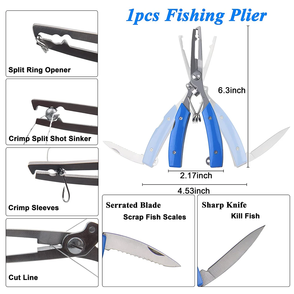 Kit de señuelo de cuchara de pesca con cebo giratorio, lentejuelas de Metal, gancho triple, alicates de prensado, aparejo de plantilla de lubina, accesorios de señuelo de pesca, 257 Uds. - imagen 4