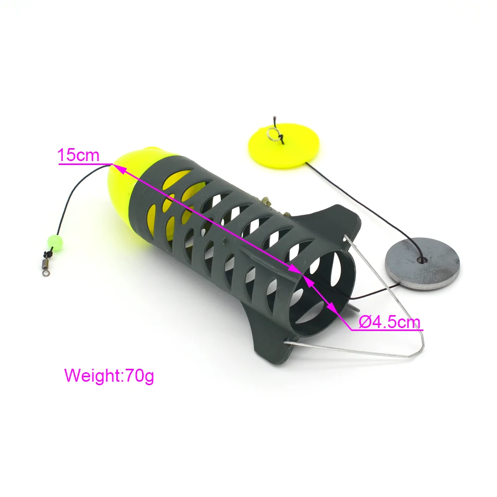MNFT 1 Uds alimentador de pesca jaula de cebo grueso cohete de plástico cebo para peces señuelo alimentador plomo plomo aparejos de pesca de carpa - imagen 3