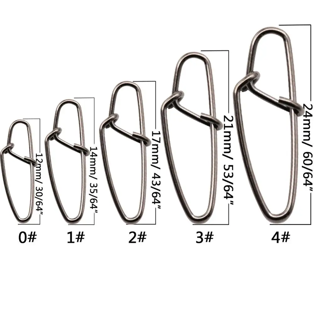 50-100 unids/caja de bloqueo de gancho de acero inoxidable, anillo giratorio de seguridad sólido Snap 0 #-4 # conector de gancho pesca, caja de pesca, herramienta de aparejos - imagen 3