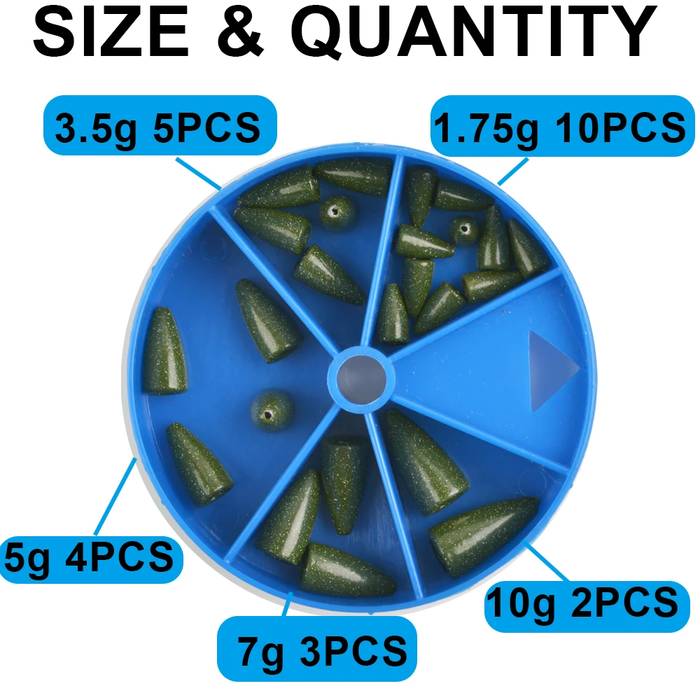 Pesas de pesca de Casting, aparejo de pesca de lubina, recubrimiento ecológico, 24 unids/caja - imagen 3
