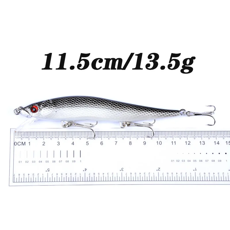 Señuelos de Pesca de pececillos, cebos duros artificiales de 115mm y 13,5g, Crankbait, Wobblers, ojos 3D, perca, Lucio, carpa, Swimbait, aparejos de Pesca, 1 unidad - imagen 2