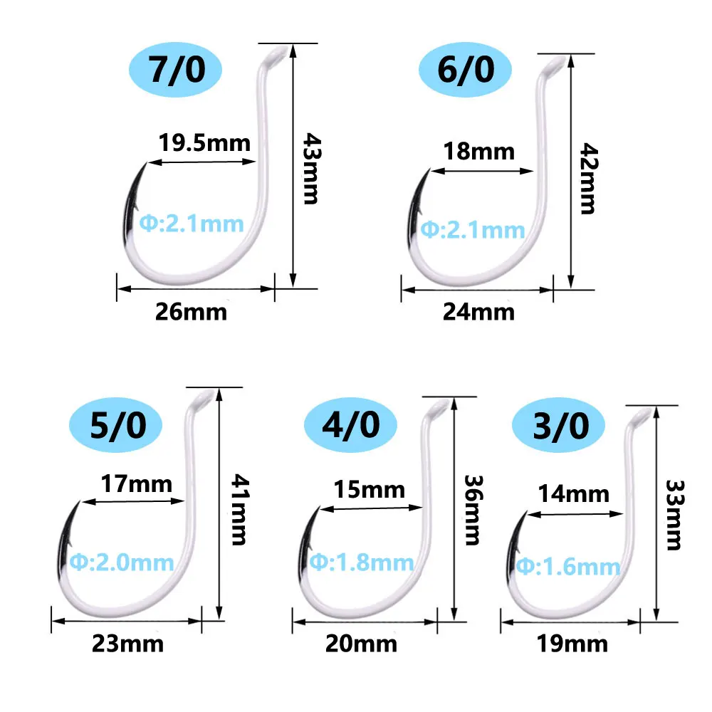 Anzuelos luminosos de acero importado para pesca nocturna, gancho de pico de pulpo, señuelo de compensación, clase, 3/0, 4/0, 5/0, 6/0, 7/0, 25 unids/lote por caja - imagen 3