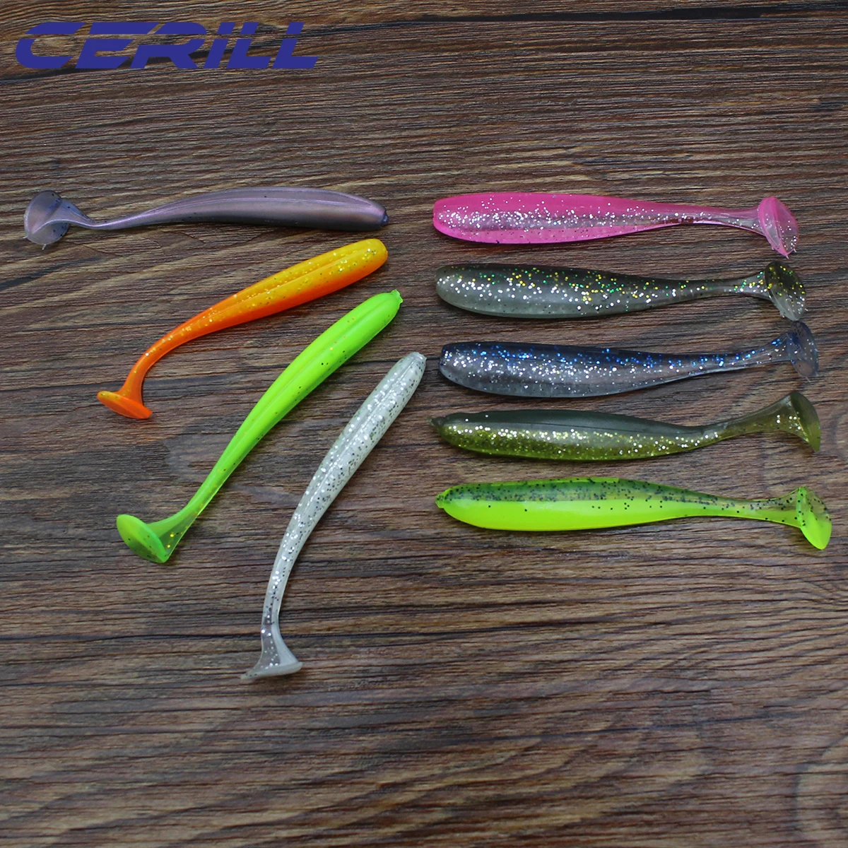 Cerill 20 Uds doble Color cola de paleta suave señuelo de pesca olor gusano cebo Shiner silicona carpa lubina Jig Wobblers Swimbait aparejos - imagen 5