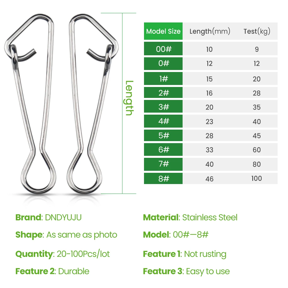 TIANNSII-gancho giratorio de pesca, accesorio de acero inoxidable, 100 unids/lote - imagen 2