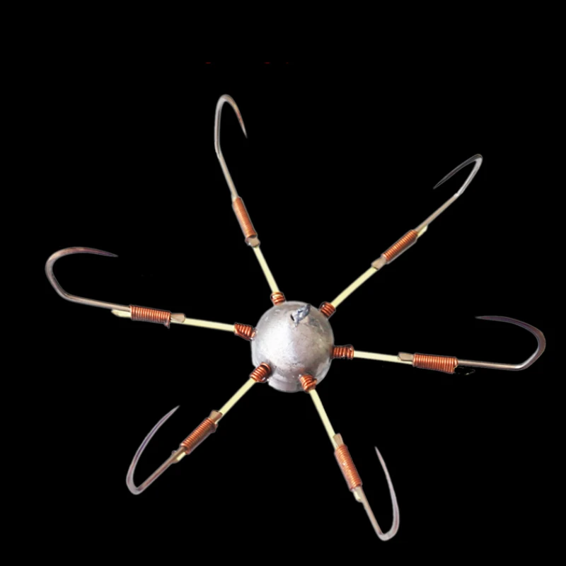 Anzuelos de pesca en océano profundo, cebos de primavera, gancho de bomba, jaula de cebo, solapa, cadena de explosión, anzuelos afilados de araña, aparejos de pesca, 2 uds. - imagen 5