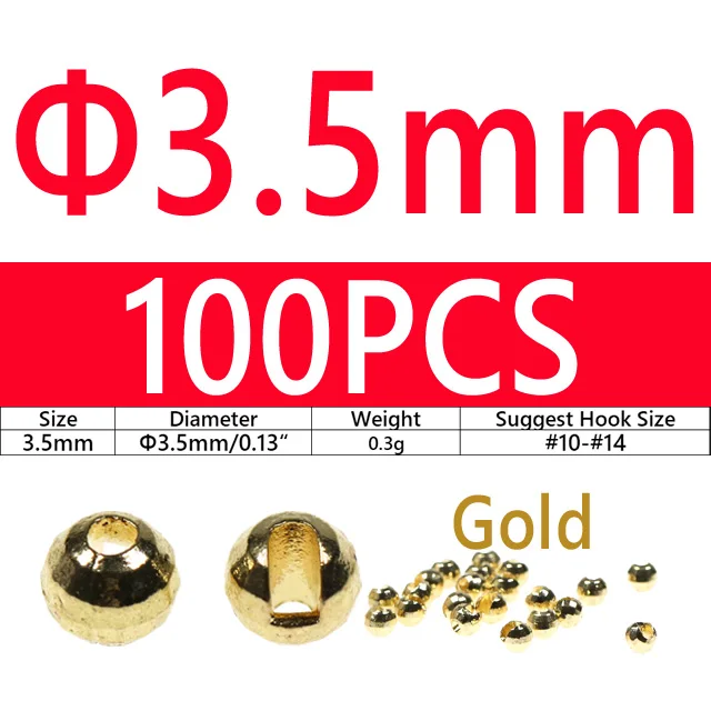 100PCS 3.5mm Gold