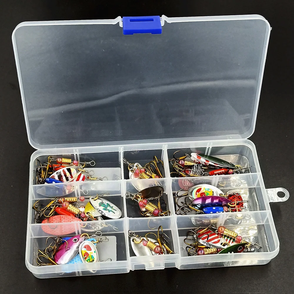 5/10/15/20/30 Uds Kit de cuchara giratoria señuelo Señuelos de Pesca cebos artificiales anzuelos de Metal lubina trucha perca Lucio lentejuelas giratorias - imagen 4