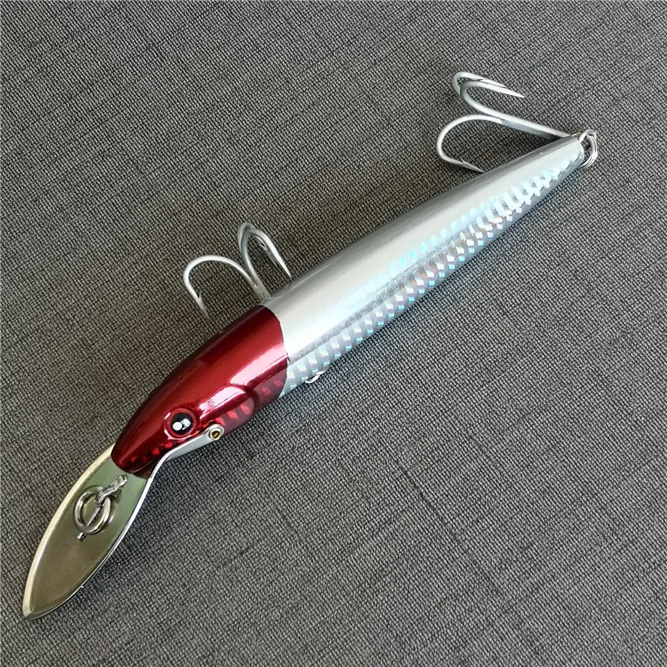 Swolfy-Señuelos de Pesca de atún para curricán, cebos para pececillos de 32,5g/13cm, lengua de Metal, cebo flotante, aparejos de pesca, 2 unids/lote - imagen 4
