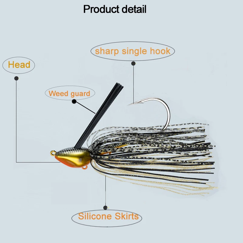 Plantilla de pesca de fútbol para francotirador, faldas de goma coloridas de 1/4 Oz, 1/2Oz, zumbido, cebos de natación, Weedguard, plantilla de pesca con volteo - imagen 4