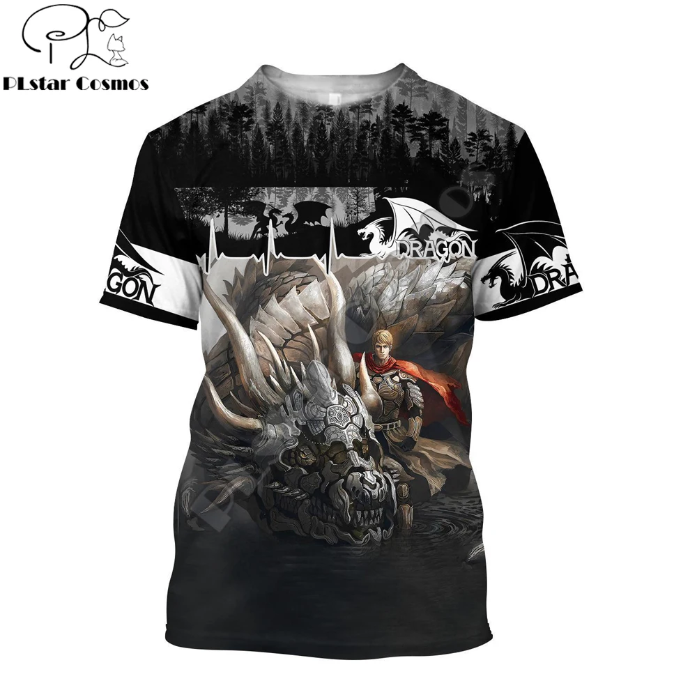 TX0161 Camiseta manga corta 3D Armadura Caballero Dragón Unisex