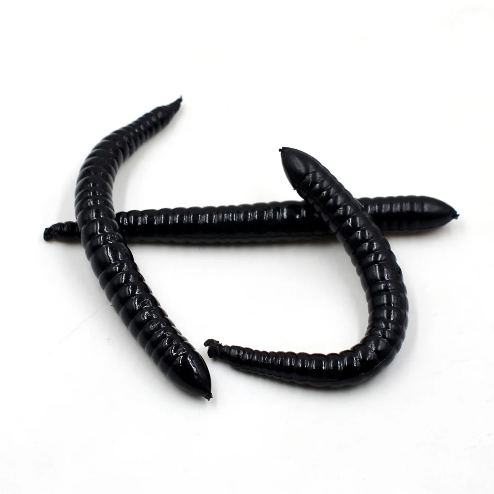 MNFT-24 piezas de simulación de lombriz de tierra, gusanos de pesca de bronce negro, señuelos de gusanos de pesca artificiales, cebo blando de 8cm, aparejos de pesca - imagen 4