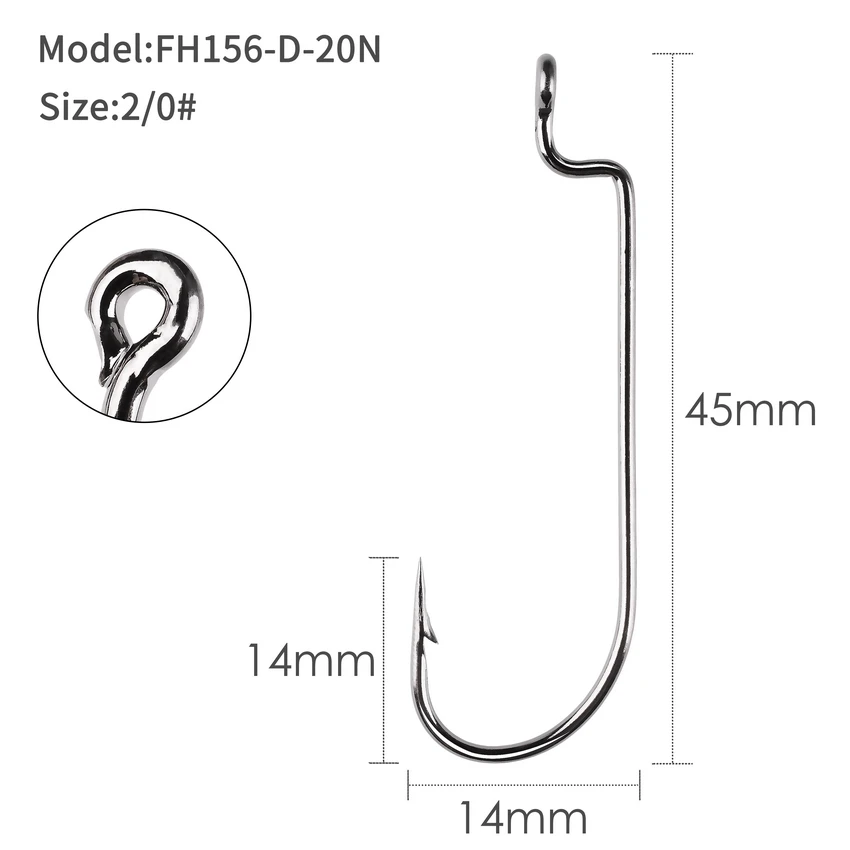 100 unids/lote anzuelos de pesca de manivela estrecha anzuelo de pesca de mar anzuelo de manivela de alta calidad para cebo de gusano blando pesca Crankbait 6 # - 5/0 # - imagen 5