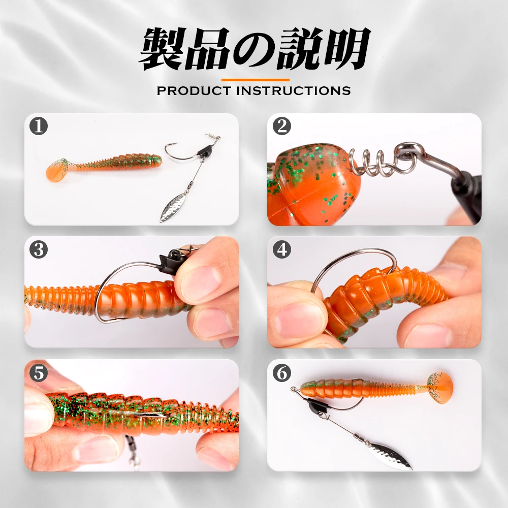 Hunthouse-anzuelo individual de pesca con juego de cuchara de Metal, acero al carbono, 1/0, 2/0, 3/0, 2 uds., para señuelo suave, gusano, carpa, lubina, accesorios - imagen 5