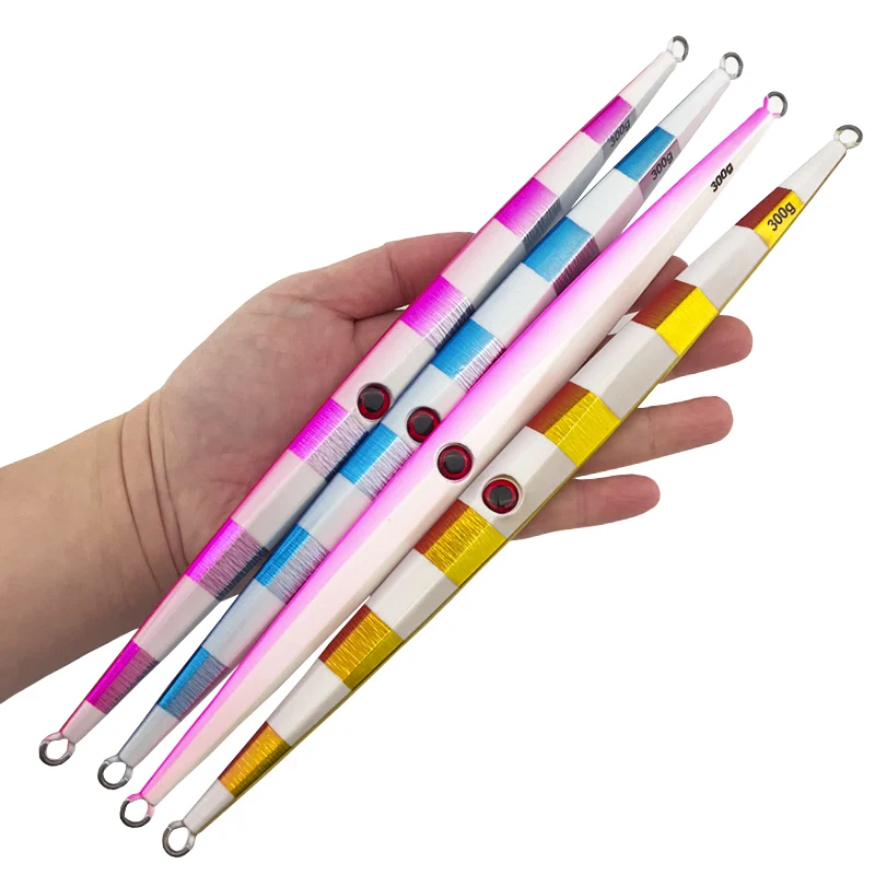 OBSESSION barato 200g 250g 300g plantilla de plomo de Metal duro aparejos de pesca de mar de agua salada Artificial luminoso rápido/lento hundimiento plantillas de caída - imagen 2