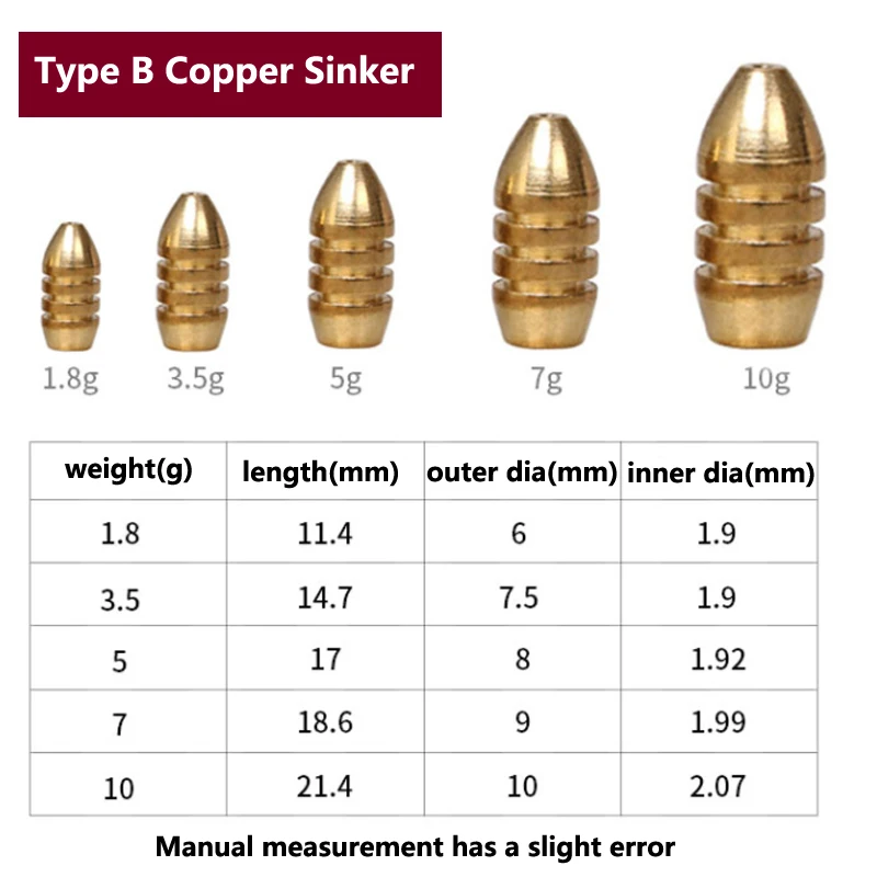 5 uds 1,8g - 21g pesas de bala de pesca plomo de latón para anzuelo de pesca y señuelo Texas Rig accesorios de aparejos 4 modelos - imagen 5