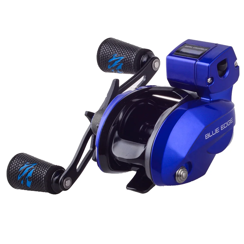 OKUMA-carrete de pesca, accesorio para pescar, con borde rojo y azul, con contador de línea de perfil bajo, Multirolle, para mar, novedad - imagen 3