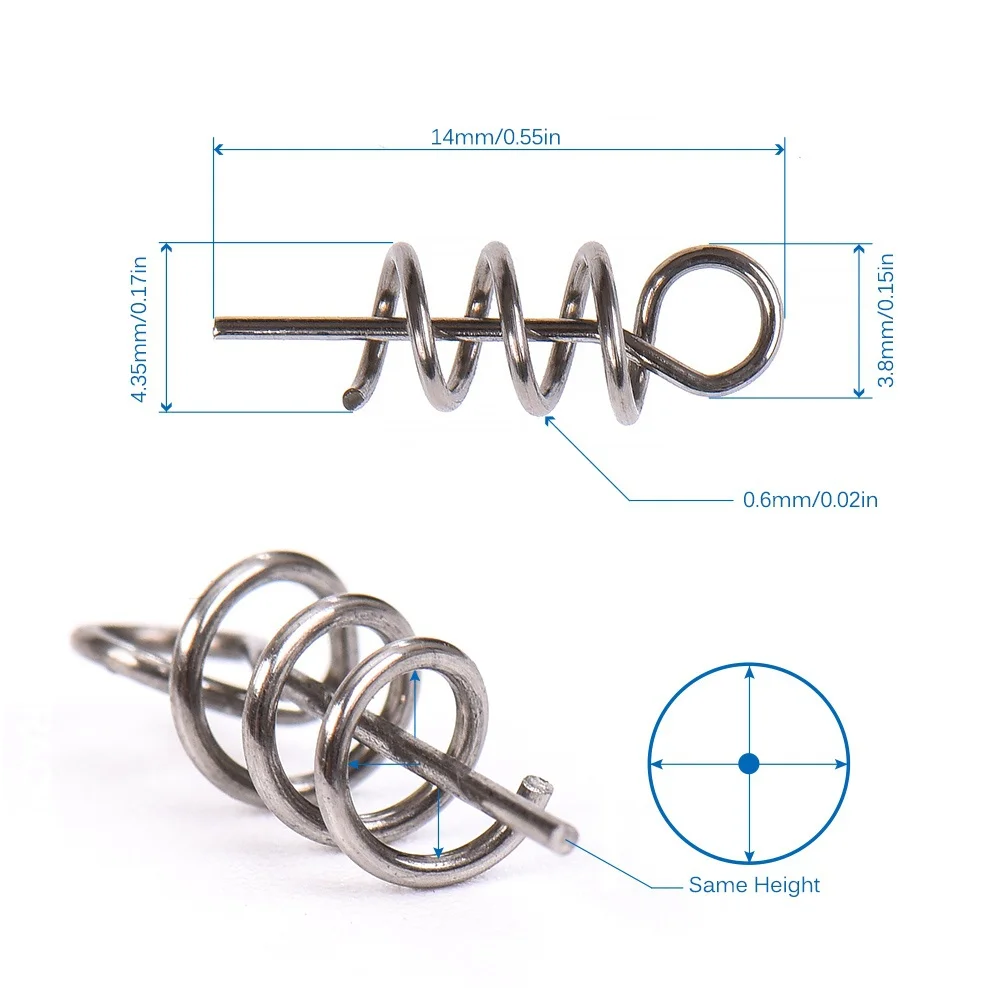 FLYSAND-pasadores de centrado de resorte para pesca, gancho de manivela y conector de cebo blando, de acero al carbono, 14mm, 100 unids/bolsa - imagen 2