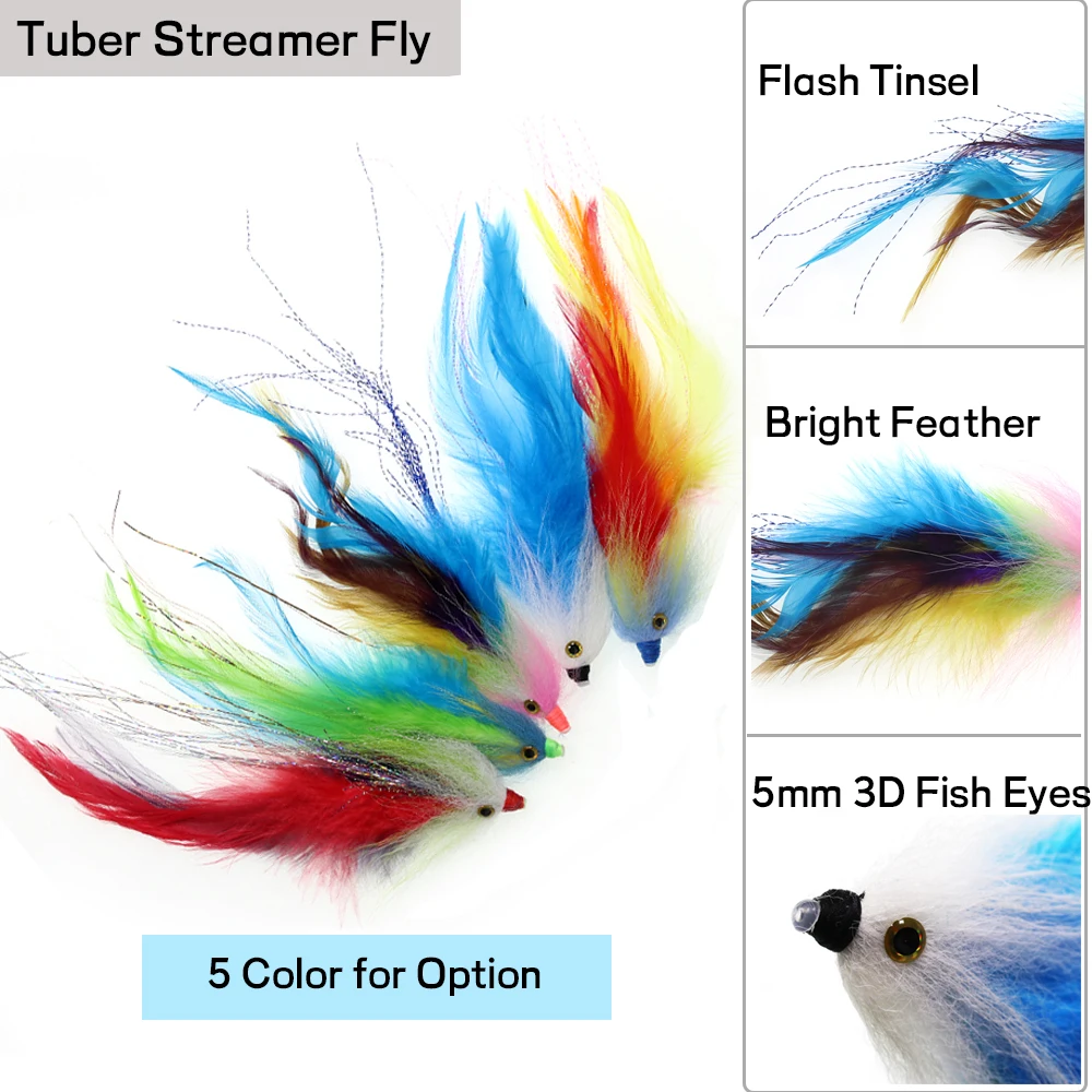 WIFREO, 1 unidad, 2/0, serpentina de plumas, pesca con mosca, trucha, salmón, Steelhead, Lucio, tubo de serpentina grande, moscas, cebos de señuelo de pesca de agua salada - imagen 5