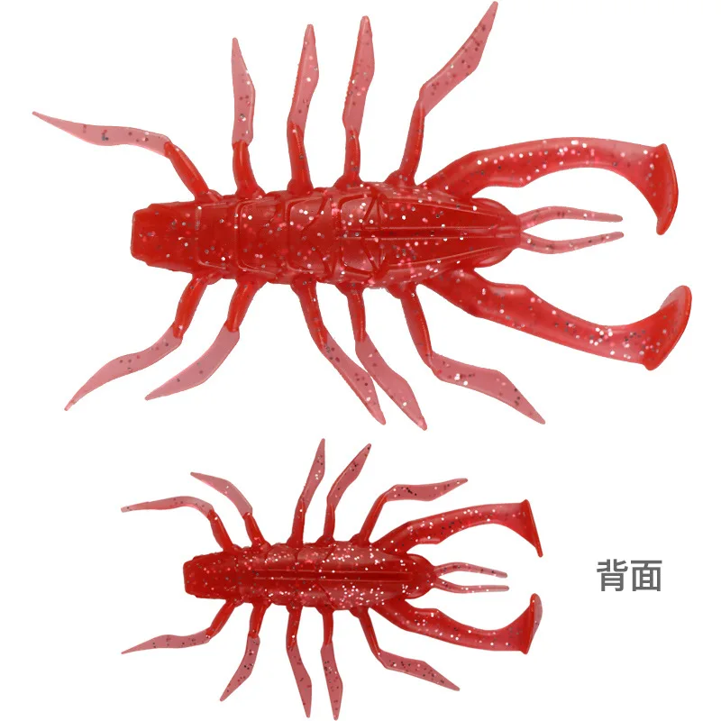 Señuelo de pesca suave, cebo Artificial de ciempiés, camarones de hierba grande con lentejuelas reflectantes, paquete de 5 piezas, 3,5 cm, 7cm - imagen 4