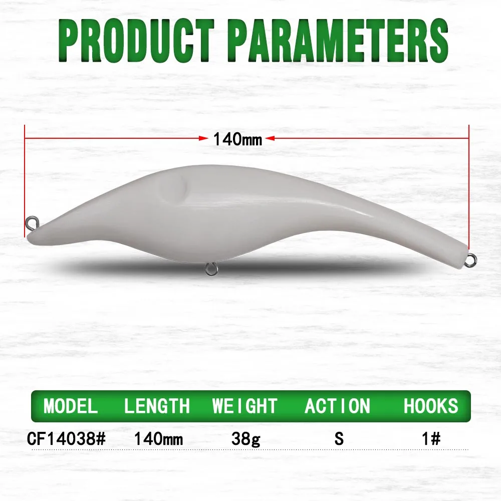 Señuelo de pesca que se hunde sin pintar, cebo Artificial de plástico ABS, 140mm, 38g, CFLure Minnow, cebo duro, perca almizclada, Wobbler, Lucio - imagen 2