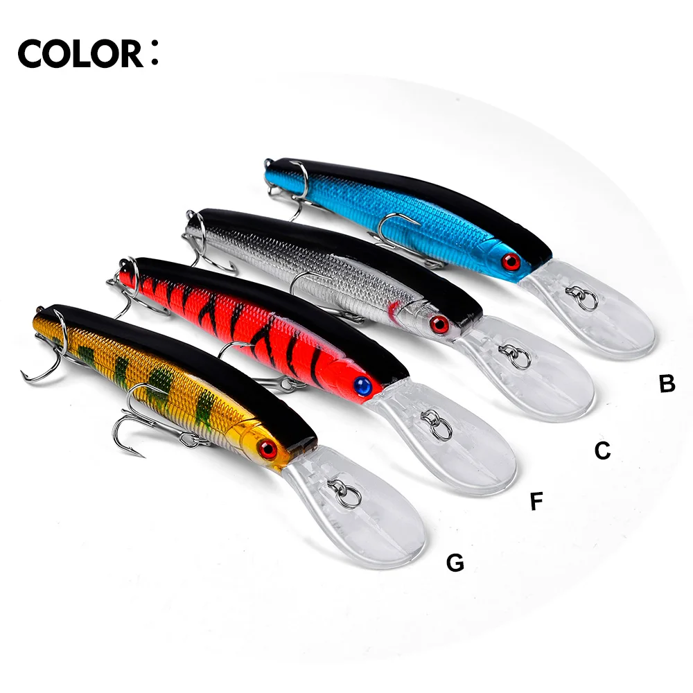 PROBEROS-Señuelos de Pesca flotantes de fundición larga, cebos artificiales duros, Wobblers, superficie superior, 1PX/4 piezas, Minnow, baits12.5 cm-14g - imagen 4