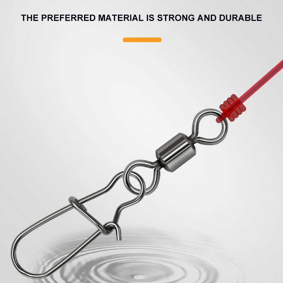 WALK FISH-accesorios de pesca de Lucio, Pin conector de rodamiento giratorio de acero inoxidable, anzuelo a presión, señuelo, aparejos giratorios, 50 Uds. - imagen 4